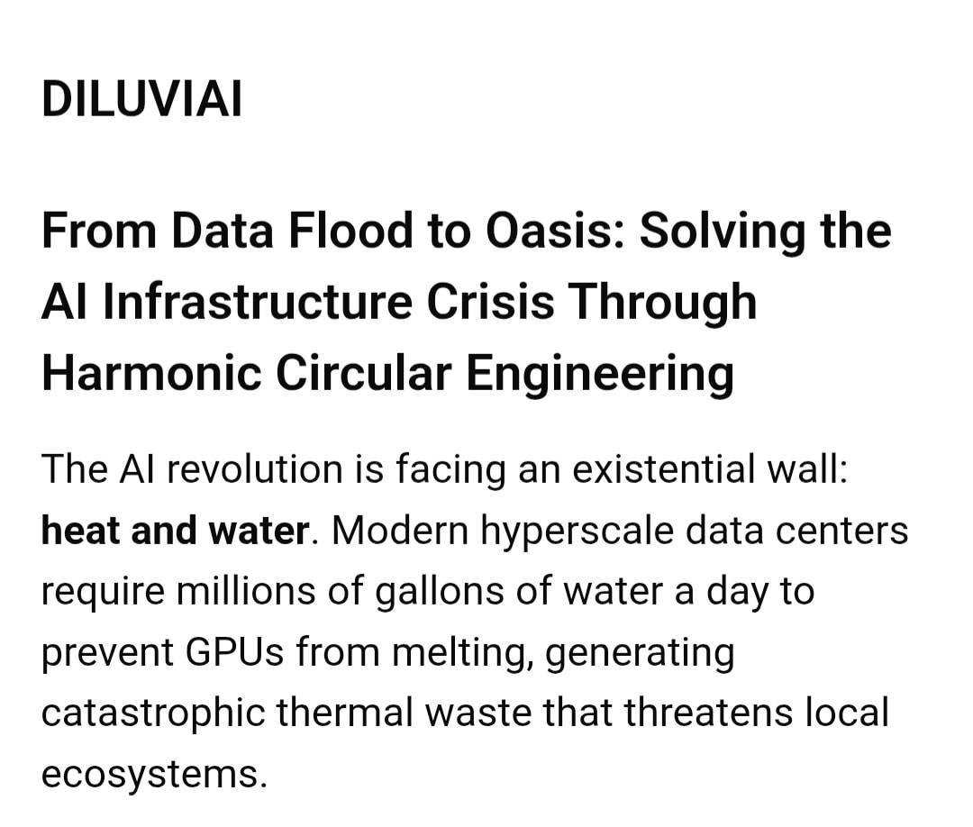 AI data center water cooling crisis — the problem DILUVIAI solves